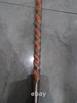 Vintage Hand Carved Solid Wooden African Tribal Walking Stick