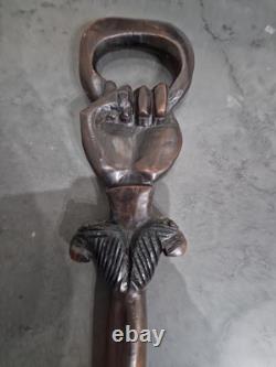 Vintage Hand Carved Solid Wooden African Tribal Walking Stick