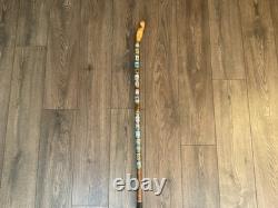 Vintage Hand Carved Walking Stick 40 Travel Badges Overseas & UK Some Silver