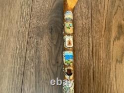 Vintage Hand Carved Walking Stick 40 Travel Badges Overseas & UK Some Silver