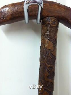 Vintage Hand Carved Walking Stick- A Work Of Art- 36- Very Sturdy