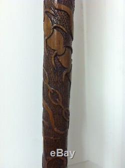 Vintage Hand Carved Walking Stick- A Work Of Art- 36- Very Sturdy