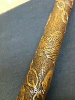 Vintage Hand Carved Walking Stick- A Work Of Art- 36- Very Sturdy