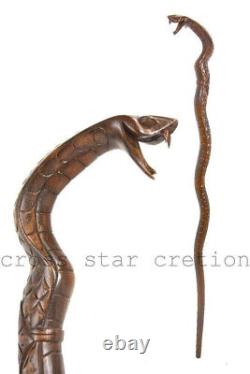 Vintage Hand Carved Walking Stick Cane Snake Designer new halloween