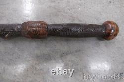 Vintage Hand Carved Walking Stick-alligator & Snakes-florida Estate Item