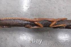 Vintage Hand Carved Walking Stick-alligator & Snakes-florida Estate Item