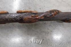 Vintage Hand Carved Walking Stick-alligator & Snakes-florida Estate Item