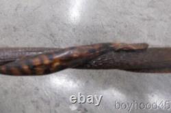 Vintage Hand Carved Walking Stick-alligator & Snakes-florida Estate Item