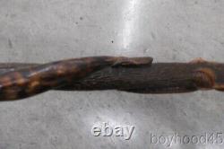 Vintage Hand Carved Walking Stick-alligator & Snakes-florida Estate Item