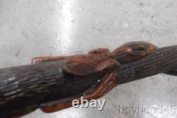 Vintage Hand Carved Walking Stick-alligator & Snakes-florida Estate Item