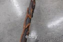 Vintage Hand Carved Walking Stick-alligator & Snakes-florida Estate Item