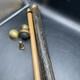 Vintage Hand Carved Wood & Brass Walking Stick / Cane & Hidden Pool Cue