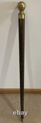 Vintage Hand Carved Wood & Brass Walking Stick / Cane & Hidden Pool Cue