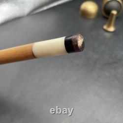 Vintage Hand Carved Wood & Brass Walking Stick / Cane & Hidden Pool Cue