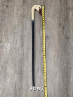 Vintage Hand Carved Wooden Swan Head Walking Stick Cane Folk Art Painted 36