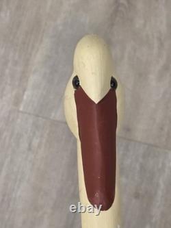 Vintage Hand Carved Wooden Swan Head Walking Stick Cane Folk Art Painted 36
