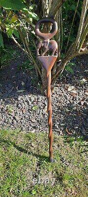Vintage Hand Carved Wooden Walking Stick With Elephant M