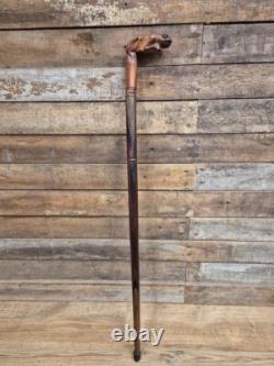 Vintage Hand Crafted Carved Frog Wooden Walking Stick