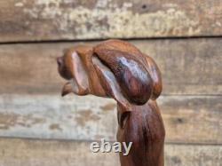 Vintage Hand Crafted Carved Frog Wooden Walking Stick