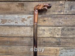 Vintage Hand Crafted Carved Frog Wooden Walking Stick