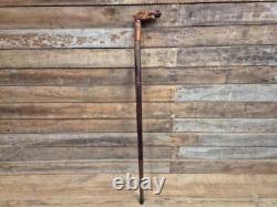Vintage Hand Crafted Carved Frog Wooden Walking Stick