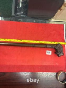 Vintage Hand Crafted Hardwood Brown Walking Stick with Carved Monkey Handle