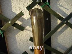 Vintage Handmade Hazel and Carved Rams Horn Dogs Head Walking Stick 38