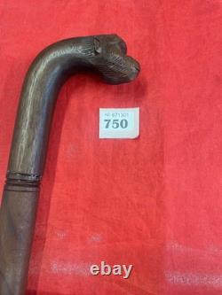 Vintage Hardwood Hand Crafted Brown Walking Stick with Carved Monkey Head Handle