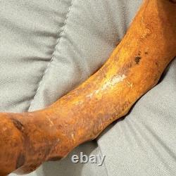 Vintage Japanese Bamboo Walking Stick Cane Curved Handle Hand Carved 30 Inch