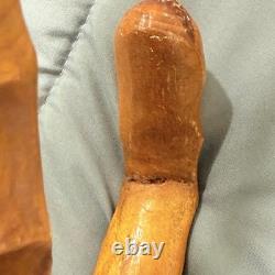 Vintage Japanese Bamboo Walking Stick Cane Curved Handle Hand Carved 30 Inch
