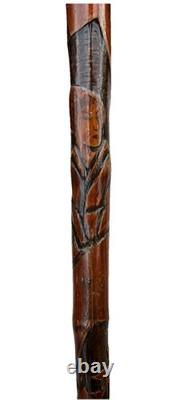 Vintage Japanese Carved Bamboo Wood Geisha Knob Swagger Walking Stick Cane 32L