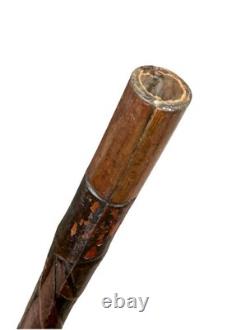 Vintage Japanese Carved Bamboo Wood Geisha Knob Swagger Walking Stick Cane 32L