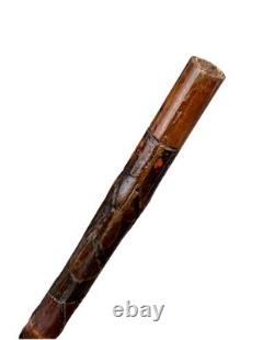 Vintage Japanese Carved Bamboo Wood Geisha Knob Swagger Walking Stick Cane 32L
