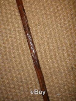 Vintage Japanese Dragon Top Carved Wooden Shaft Walking Stick