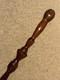 Vintage Large Walnut Walking Stick Carved Turned & Snake Shaft & Silver Emblem