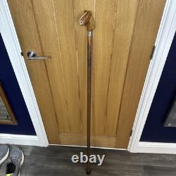 Vintage Long Wooden Hand Carved Walking Stick With Hand Carved Horse Head 129 Cm