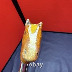 Vintage Long Wooden Hand Carved Walking Stick With Hand Carved Horse Head 129 Cm