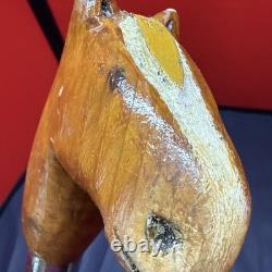 Vintage Long Wooden Hand Carved Walking Stick With Hand Carved Horse Head 129 Cm