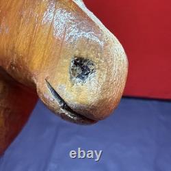 Vintage Long Wooden Hand Carved Walking Stick With Hand Carved Horse Head 129 Cm
