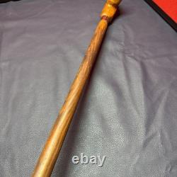 Vintage Long Wooden Hand Carved Walking Stick With Hand Carved Horse Head 129 Cm