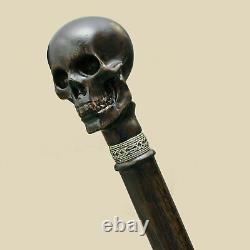 Vintage Men's Walking Stylish Carved Skull Cane Cool Walking Stick Wooden Canes