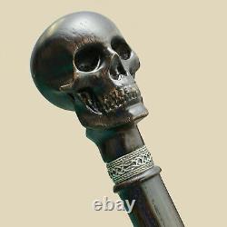 Vintage Men's Walking Stylish Carved Skull Cane Cool Walking Stick Wooden Canes