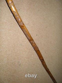 Vintage Military Hand-Carved Walking Cane The Buffs & Queens Own Kent Regiment