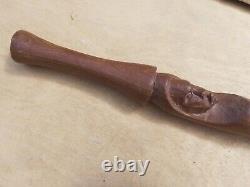Vintage Old Antique Wood Wooden Walking Stick 35 Cane Carved face African