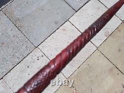 Vintage Old Antique Wood Wooden Walking Stick 36 Cane red Carved tree branch