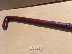 Vintage Old Antique Wood Wooden Walking Stick 36 Cane red Carved tree branch