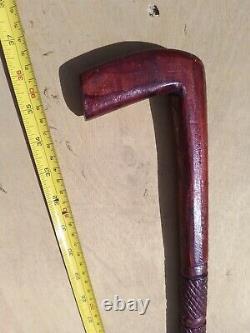 Vintage Old Antique Wood Wooden Walking Stick 36 Cane red Carved tree branch