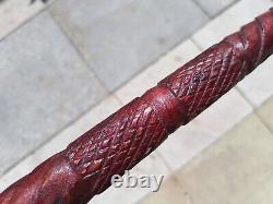 Vintage Old Antique Wood Wooden Walking Stick 36 Cane red Carved tree branch