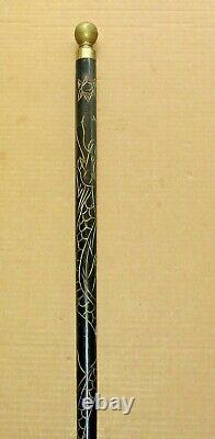 Vintage Old Walking Stick/ Pool Cue (gadget Stick) Carved Accents 33