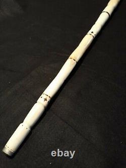 Vintage Ornamental bone carved walking stick Collectible bovine bone art